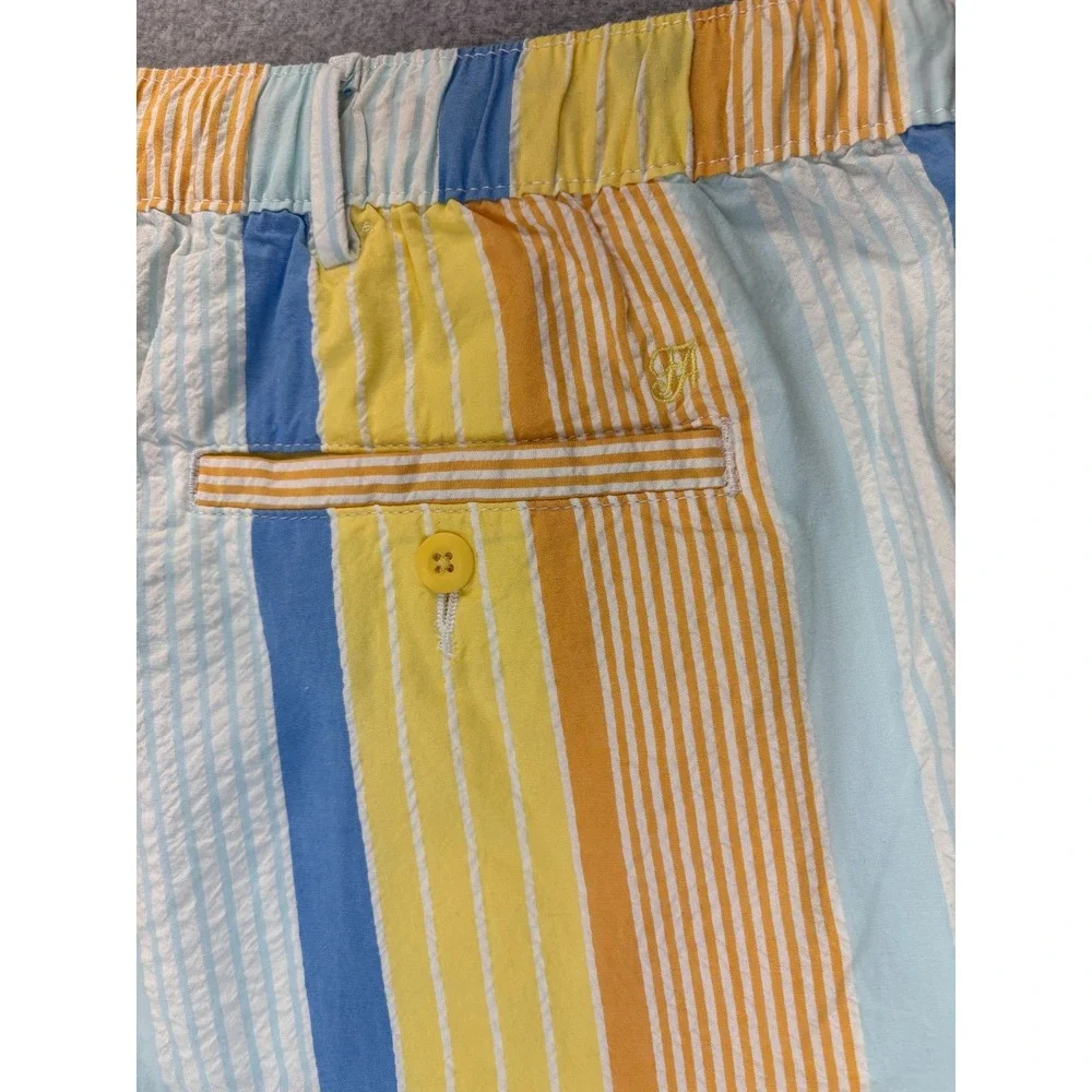 Free Assembly Mens L‎ Seersucker Awning Stripe Shorts Button Zip Cotton